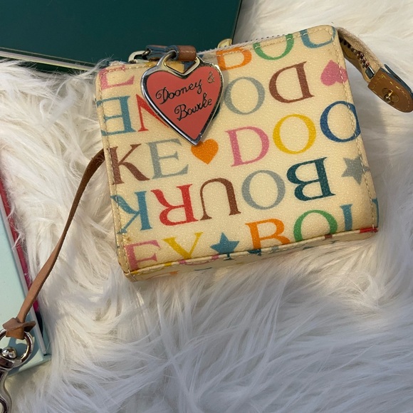 Dooney & Bourke Multicolor Logo ID Wallet with Tan Leather Trim - Picture 2 of 3